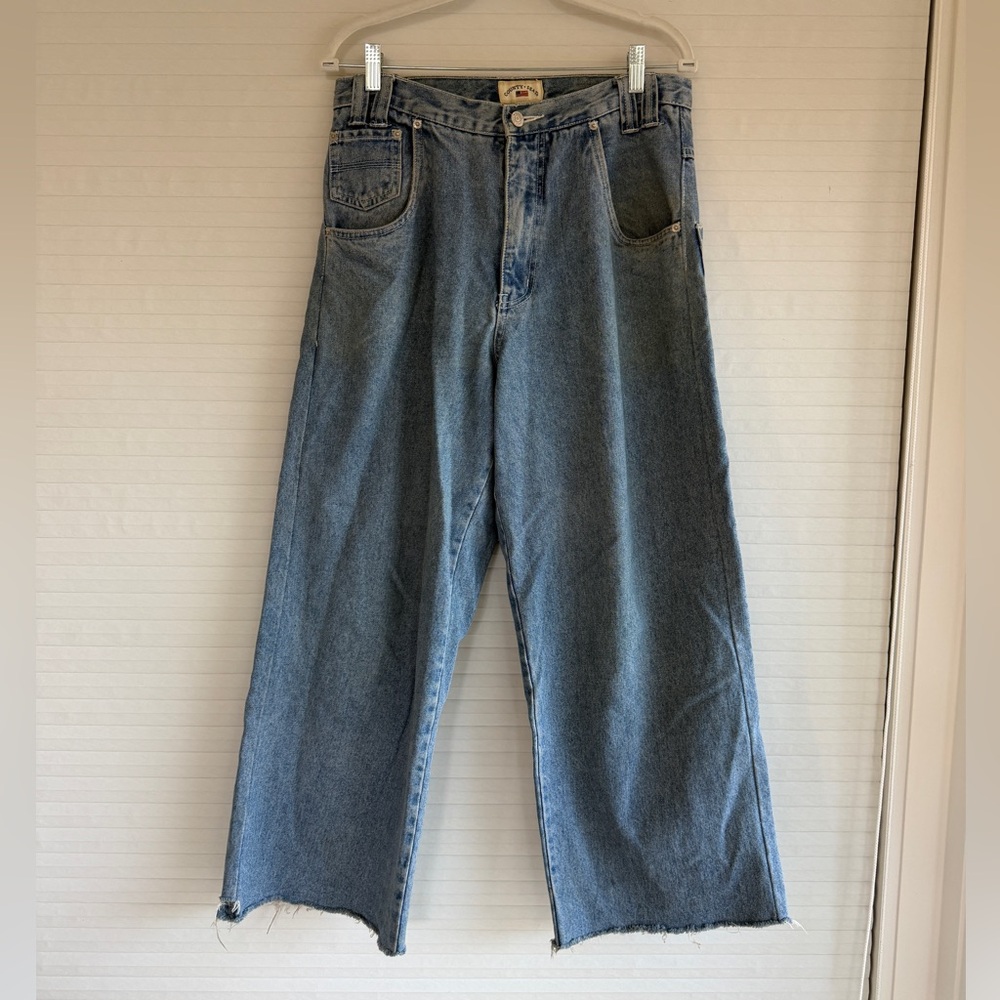 Wide-Leg Blue Country Seat Denim Jeans